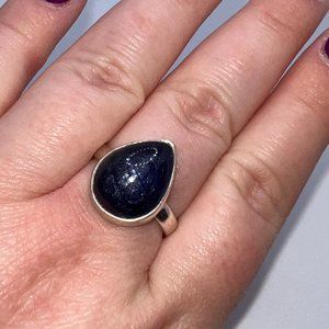 Flashy Blue Sapphire Ring Size 8.5 - Sterling Silver